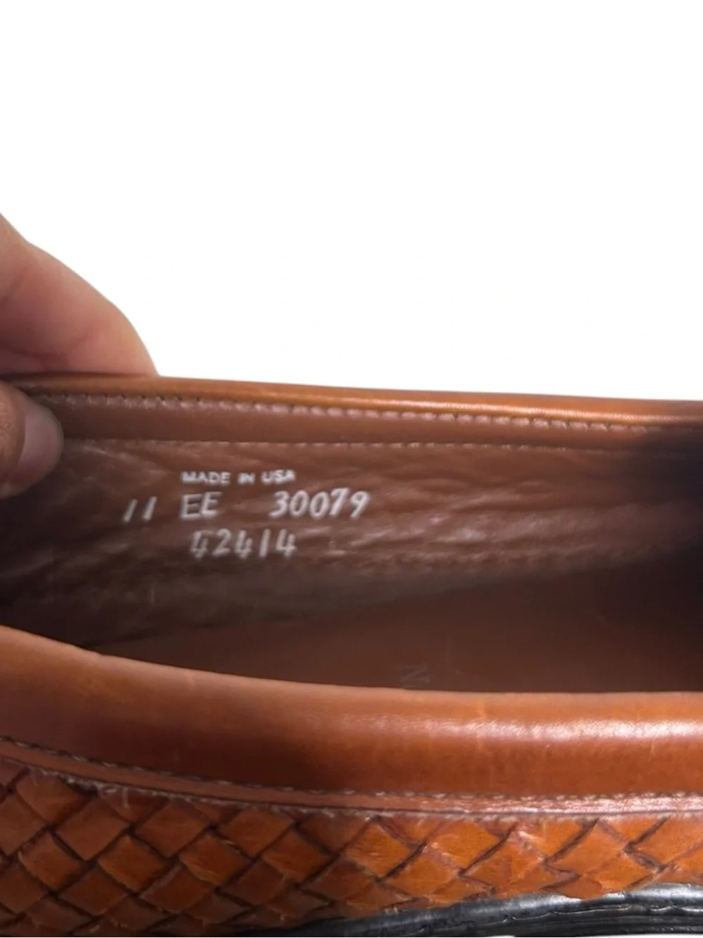Allen Edmonds Men’s Norwalk Brown Leather Woven Basket Weave Penny Loafers 11 EE